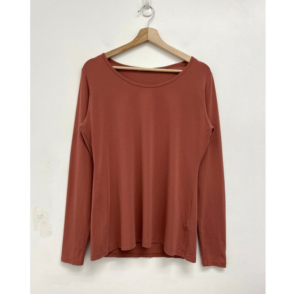 Peruvian Connection Pima Cotton Stretch Round Neck Soft Long Sleeve Tee - Large